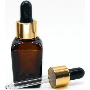 Pleťové sérum Skleněná lahvička s pipetou čtvercová hnědá, 10 ml, 1 ks