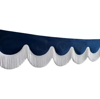 Ochranný autopotah Bordura do kamionu Volvo- modrá, bílé třásně