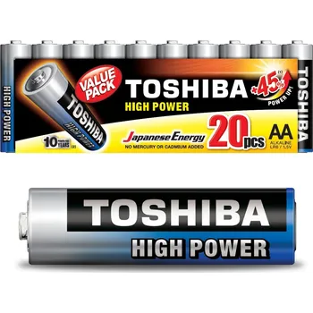 Baterie Alkaliczne TOSHIBA HIGH POWER LR6 AA 1,5V PACK 20szt
