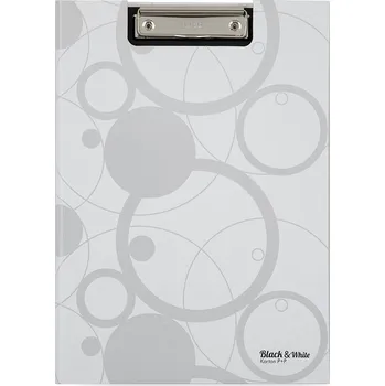Psací podložka Podložka s klipem A4 uzavíratelná, dvojdesky, Black&White, lamino, bílá