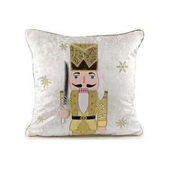 Vánoční sametový povlak na polštář louskáček 43x43 cm - 1 ks - 1 krémová nejsvět.