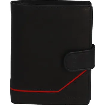 Peněženka Pánská kožená peněženka na výšku se zápinkou David, černo-červená