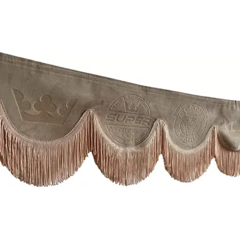 Ochranný autopotah Bordura do kamionu Scania- béžová, růžové střapce