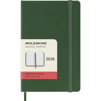 Diář Moleskine, Kalendář denní v pevné vazbě Moleskine 2026 12M P, zelený - Formadore
