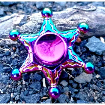Gadget Kovový fidget spinner duhový hvězda šerifa