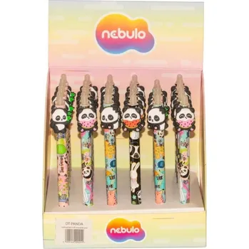 Gumovací pero NEBULO přepisovatelné - modrá náplň, Panda různé /DT-PANDA/