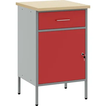 Dílenský stůl vidaXL Pracovní stůl se zásuvkou Červená a šedá 50 x 55 x 85 cm [4103463]