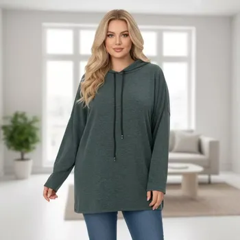 Dámský svetr Dámský svetr s kapucí zelený tmavý 1981