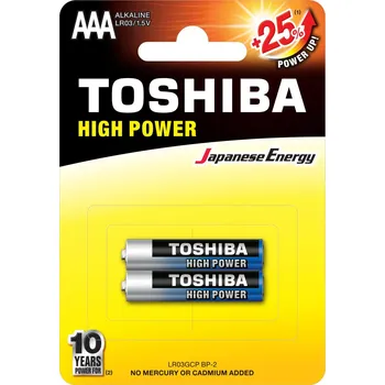 Článková baterie Alkalické baterie TOSHIBA HIGH POWER LR03 AAA 1,5V Blister 2ks