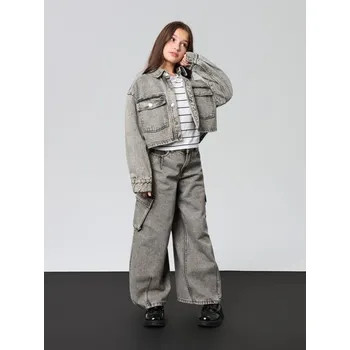 Dívčí džíny Sinsay - Džíny s širokými nohavicemi - šedá - 976CE-09J - 976CE-09J-164