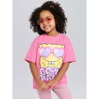 Sinsay - Bavlněná košilka s potiskem SpongeBob SquarePants - růžová - 877DN-30X - 877DN-30X-122