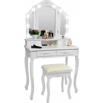 Zrcadlo Moderní toaletní stolek s LED osvětlením v bílé barvě