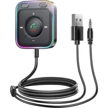 FM transmitter Mobilly LED Bluetooth 5.3 audio přijímač do auta, duální mikrofon, USB, 3,5mm AUX