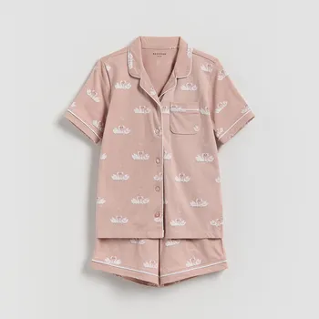 Reserved - Vzorovaná dvoudílná pyžamová souprava - pudrově růžová - 103IF-39X - 103IF-39X-U86