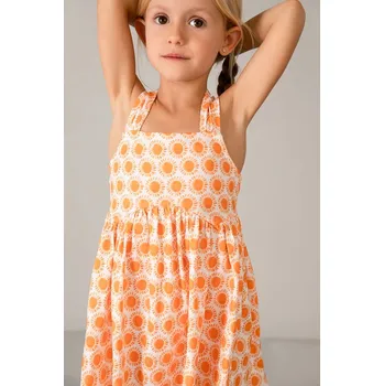 Dívčí šaty Dětské bavlněné šaty Mayoral 3944.6N.Mini.PPY2 oranžová 20X, vel. 122