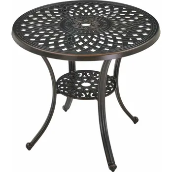 Zahradní stůl Hliníkový stůl MONDRICH antická hnědá, průměr 78x70 cm, kulatý