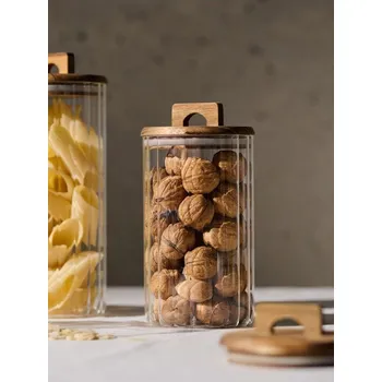 Dóza na potraviny Sinsay - Skleněná nádoba na potraviny s bambusovým víkem - clear - 199HO-CLR - 199HO-CLR-ONE