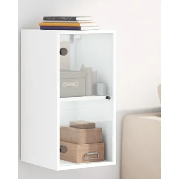 Komoda Nástěnná skříňka se skleněnými dvířky bílá 35x37x68,5 cm