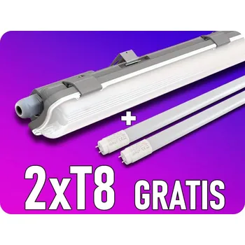 IP65 držák na LED trubice 120cm + 2x LED trubice 18W, 1850lm zdarma! Studená bílá