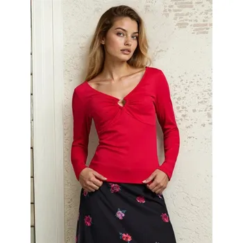 Dámská halenka Sinsay - Halenka s dlouhým rukávem a výstřihem ve tvaru srdce - červená - 587HA-33X - 587HA-33X-XS