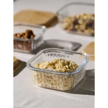 Dóza na potraviny Sinsay - Skleněná dóza na potraviny s bambusovým víkem - clear - 581IN-CLR - 581IN-CLR-ONE