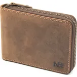 Pánská kožená peněženka hnědá - uzavíratelná na zip Nivasaža N232