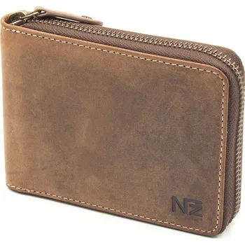 Peněženka Hnědá pánská kožená peněženka Nivasaža na zip N232