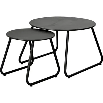 Nábytek Home Styling Collection Sada kovových odkládacích stolků, Ø 40 cm, Ø 60 cm, černá barva