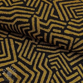 Dekorační látka jacquard Mesopotamie noir jaune