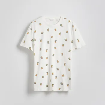 Pánské tričko Reserved - Tričko regular z bavlny - bílá - 041EE-00X - 041EE-00X-S