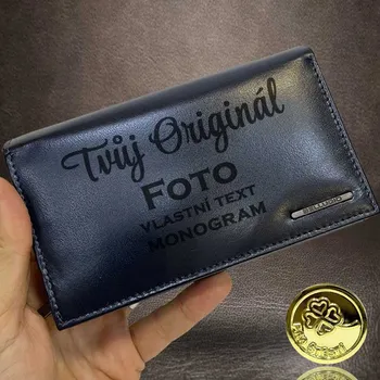 Peněženka Dámská navy kožená peněženka BELLUGIO s monogramem nebo vlastním textem Vyberte variantu: + MONOGRAM | zdarma | + Akce - zlatá mince Pro štěstí ZDARMA