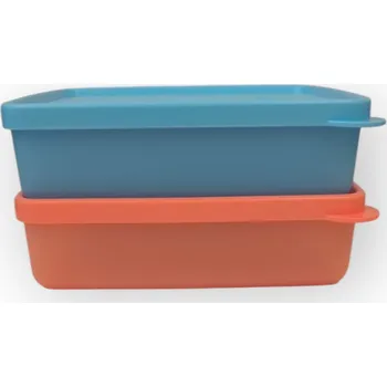 Svačinový box Eco+ hranáč 330 ml, červená a modrá, 2ks