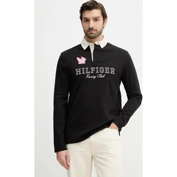 Pánské tričko Bavlněné tričko s dlouhým rukávem Tommy Hilfiger MW0MW42615 černá 99X, vel. M