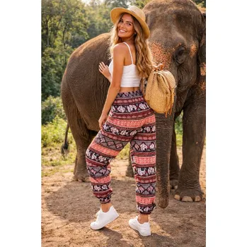 Dámské kalhoty Dámské kalhoty oranžové se slony 27