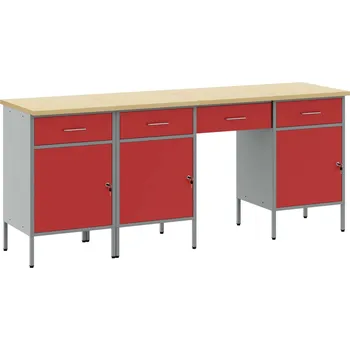 Skříňka na nářadí vidaXL Pracovní skříň se zásuvkou 4 pcs Červená 200 x 55 x 85 cm [3321381]