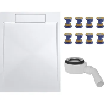 Sprchová vanička CERANO - Sprchový vaničkový set Loro - litý mramor -  bílá matná - 120x90cm + nožičky + sifon sprch.vaničky