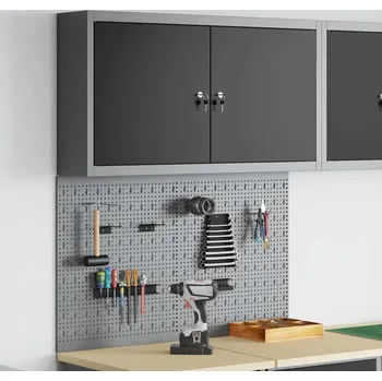 Skříňka na nářadí vidaXL Sada pracovních skříní 3 pcs Černá Práškově lakovaná ocel [3321398]