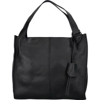Kabelka Dámská velká kožená kabelka Laura Biaggi - černá