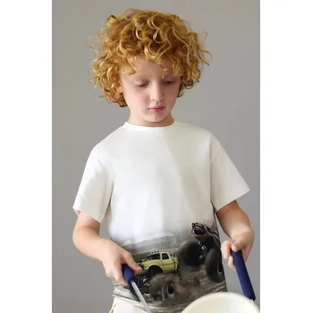 Oblečení a móda Dětské bavlněné tričko Mayoral 3071.5F.Mini.PPY2 bílá 00X, vel. 128