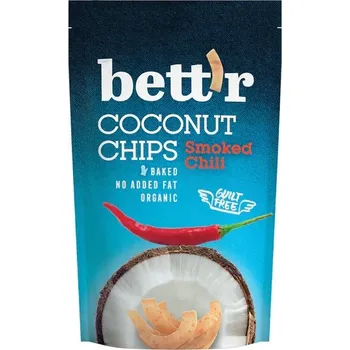 Slaná pochutina Bett´r Chipsy kokosové s chilli BIO 70 g