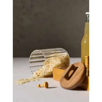 Dóza na potraviny Sinsay - Skleněná nádoba na potraviny s bambusovým víkem - clear - 198HO-CLR - 198HO-CLR-ONE