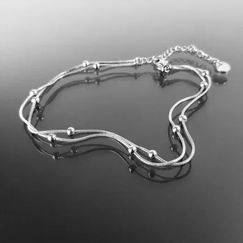 Řetízek Dvojitý řetízek na nohu s kuličkami z oceli č. 1316