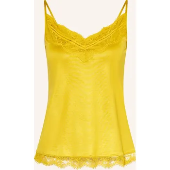 Dámské tričko Mey Dámský Spací Top Série Shine Lace S Krajkou, tmavě žlutá, 34