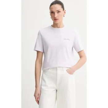 Pánská móda Bavlněné tričko Calvin Klein Jeans LV047E809G fialová 04X, vel. M