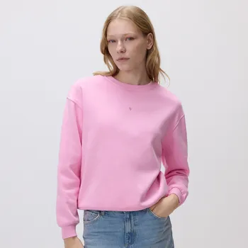 Dámská mikina Reserved - Pruhovaná mikina s ozdobnou výšivkou - pastelově růžová - 762HS-03X - 762HS-03X-XS