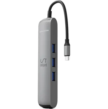 USB hub iWant Type-C Slim Hub 6v1, vesmírně šedý