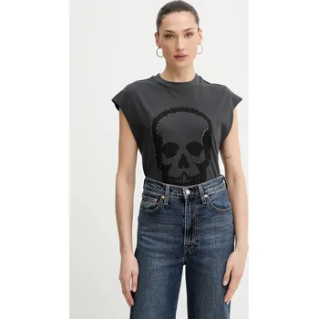 Bavlněný top ZADIG&VOLTAIRE JWTT01290 šedá 90X, vel. L