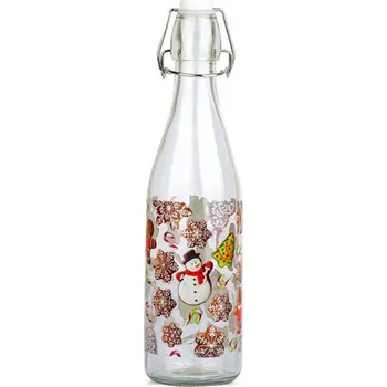 Sklenice Skleněná láhev s patentním uzávěrem TORO 260ml perníčky