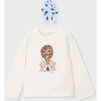 Dětské bavlněné tričko s dlouhým rukávem Mayoral 3020.6H.Mini.PPY2 béžová 02A, vel. 92