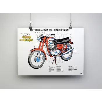 Plakát Plakát motocyklu JAWA 350 - 362 Californian (84 x 60 cm) *M